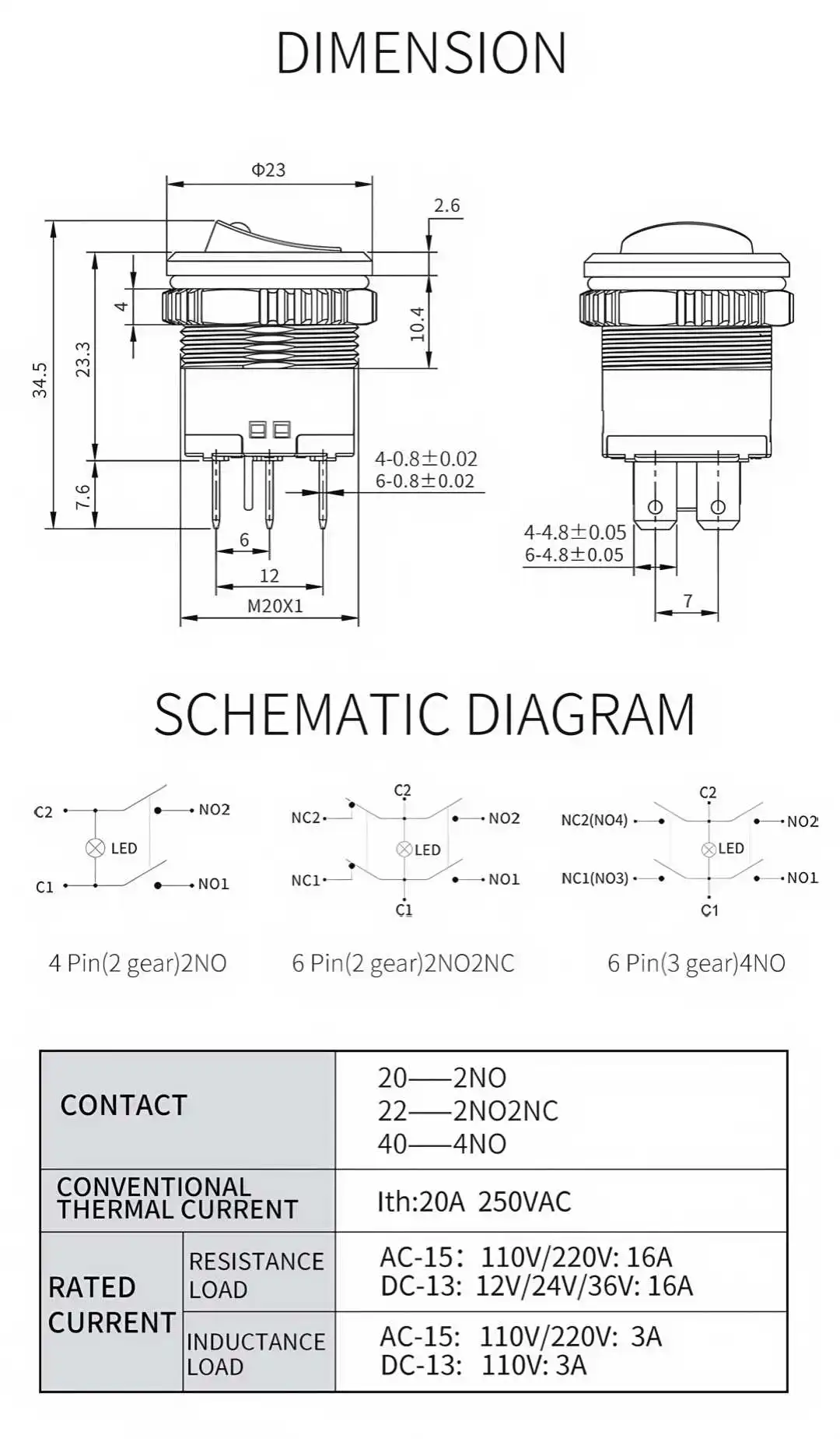 Lanboo 20mm Bootförmiger Schalter Katzenaugen-Licht 20A Mit Licht Runder Auto-Modifikations-Wippschalter Bootförmig Hochstrom – Detail 4