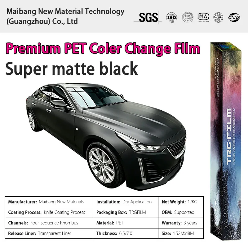 TRG film high-quality vehicle color change film: ultra matte black (matte PET vinyl film - original car paint series)