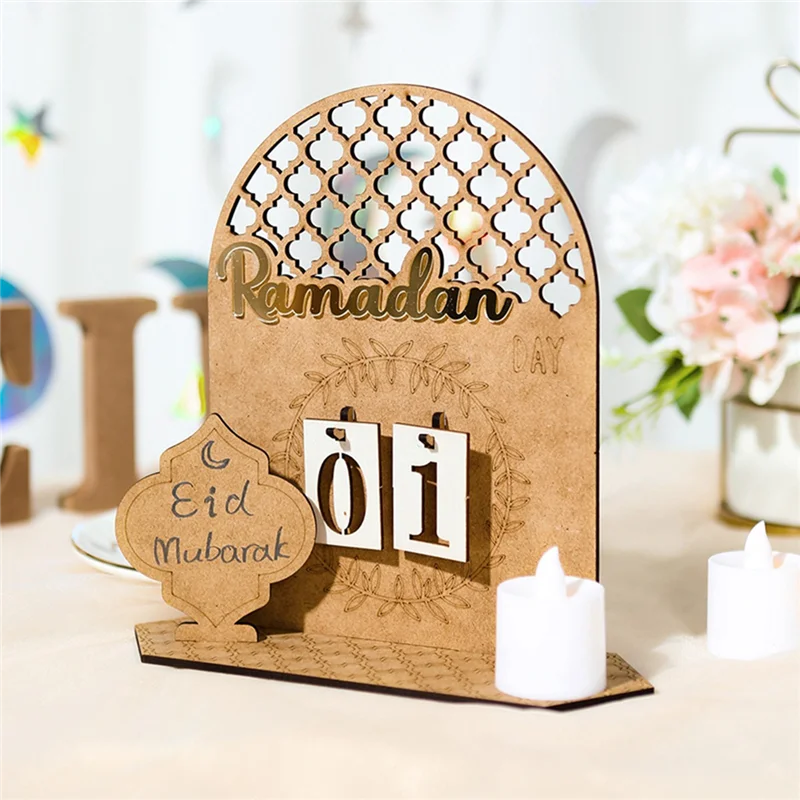 AED6-Ramadan Countdown Calendar Eid Mubarak Ornament 2023 Ramadan Decoration For Home Islam Muslim Party Decor Ramadan B