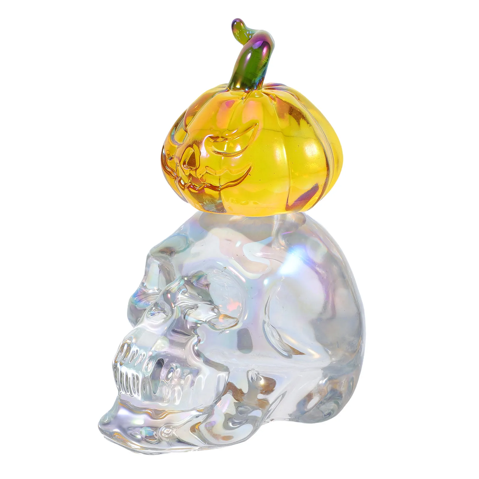 Intricate Crystal Skull Pumpkin Sculpture Ab Color Halloween Decor Material Mesmerizing Light Effects Pumpkin Decor