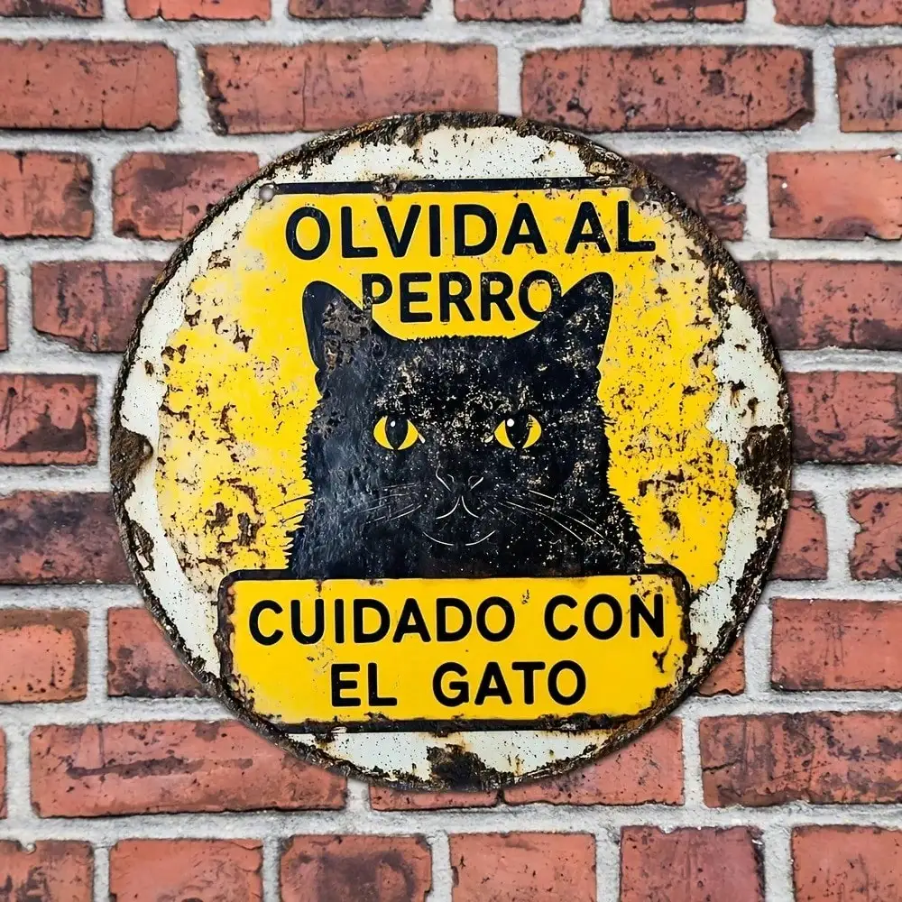 2D Flat High Definition Metal Wall Art Vintage Spanish Warning Sign 