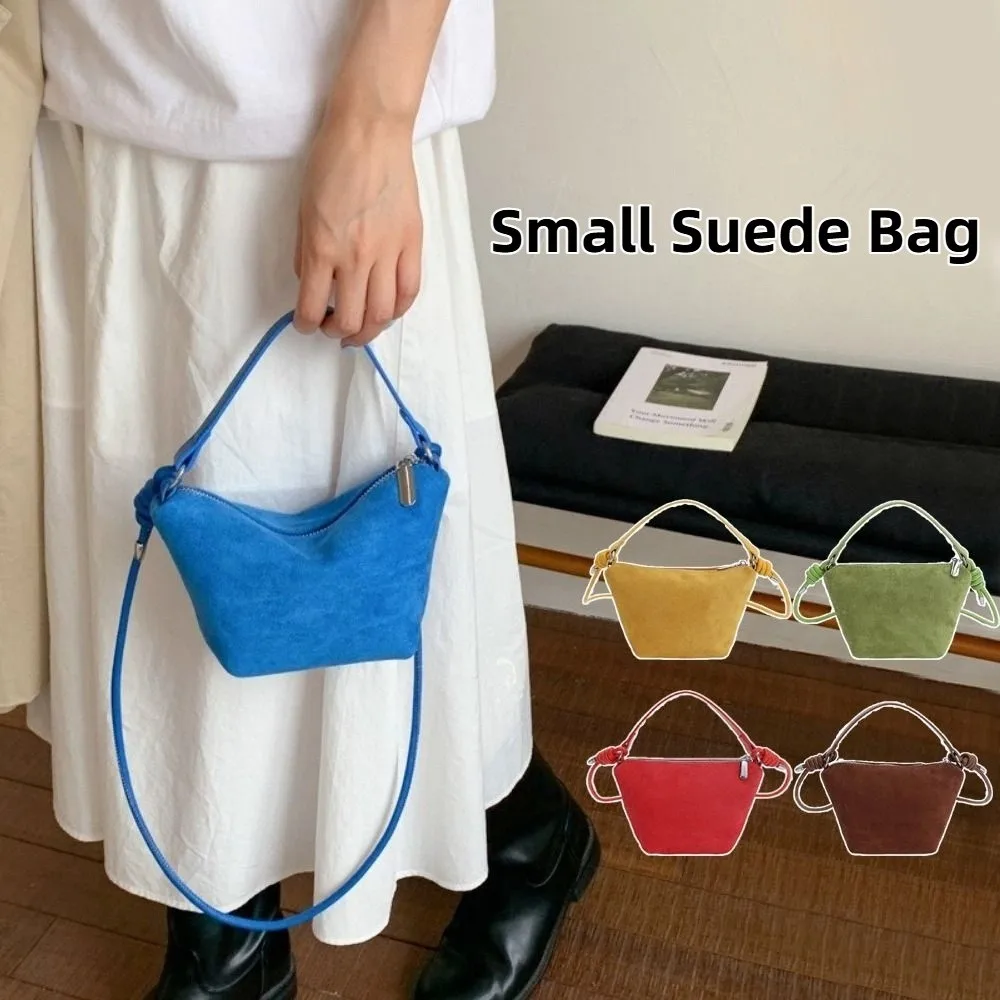 

Fashion Korean Suede Handbags Candy Color Small Frosted Shoulder Purse Leisure Zipper Crossbody Bags Women