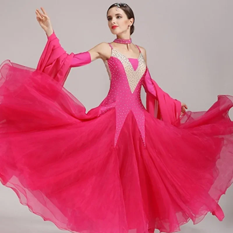 Ladies Red Ballroom Dance Dress Modern for Women Costumes Standard Ballroom Dress Competition Waltz Blue Women Dresses