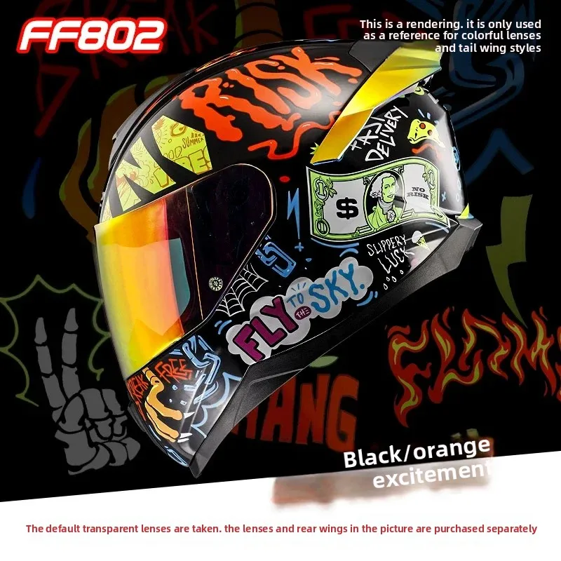 

FF802 Motorcycle Full Face Helmet Men Women Biker Racing Full Helmet Anti-fog Big Tail Wing Motorbike Helmet Casco Moto