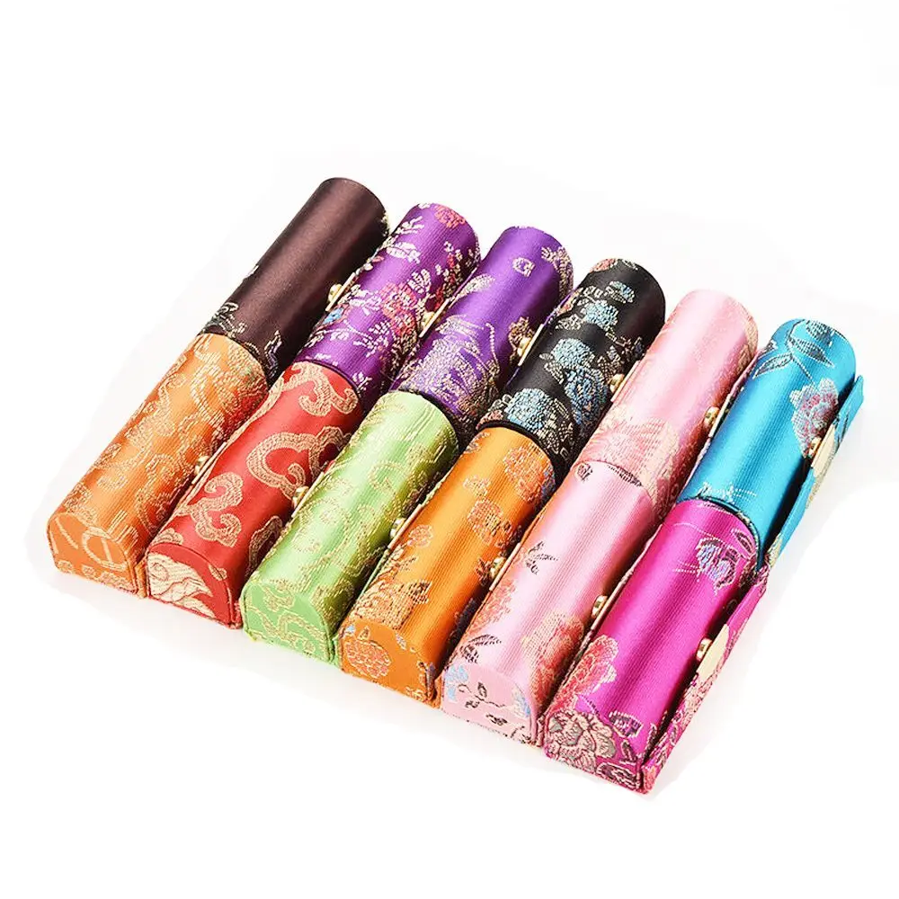 

Flower with Mirror Cosmetic Bags Silk Satin Design Retro Packing Boxes Lipstick Case Lipstick Holder Lipstick Box Packaging Box