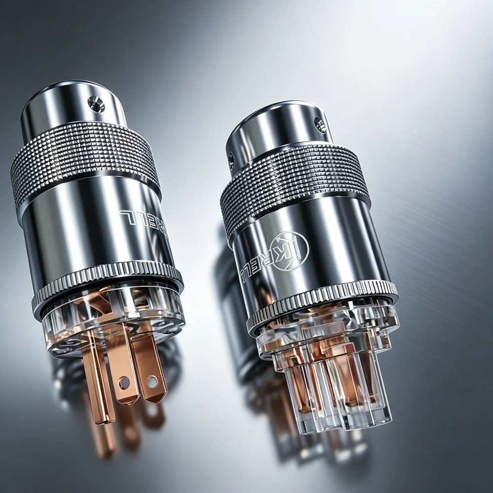 Hi-End Audiophile Grade Pure Copper AU / EU / US Power Connector AC Mains Plug for DIY HiFi Audio Cord