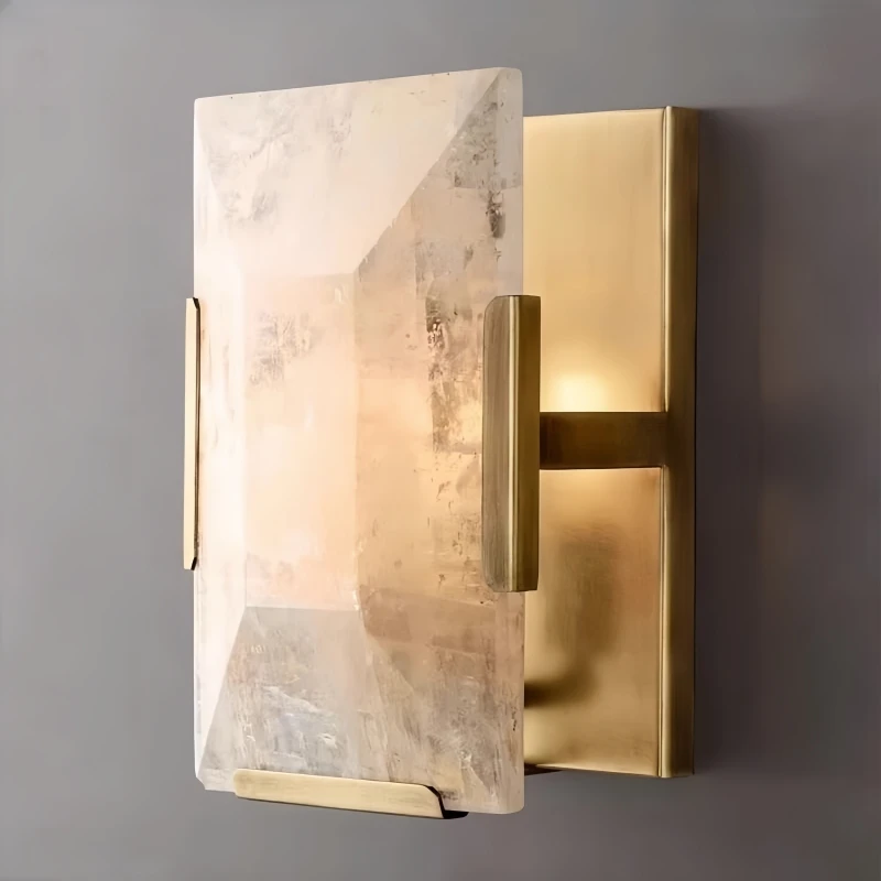 French-style Marble Wall Lamp Vintage Metal Luxury Feature Wall Light Living Room Restaurant Aisle Decor Wall Sconce