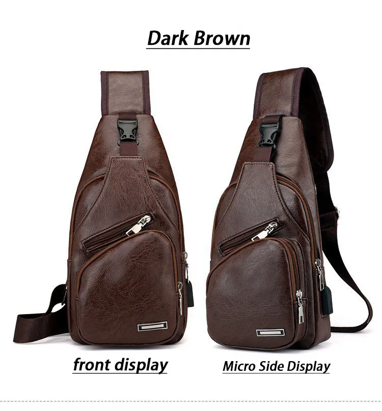 

Diagonal men's bag USB charging cross-border European and American PU chest bag simple men's u casual trend shoulder bag men's s