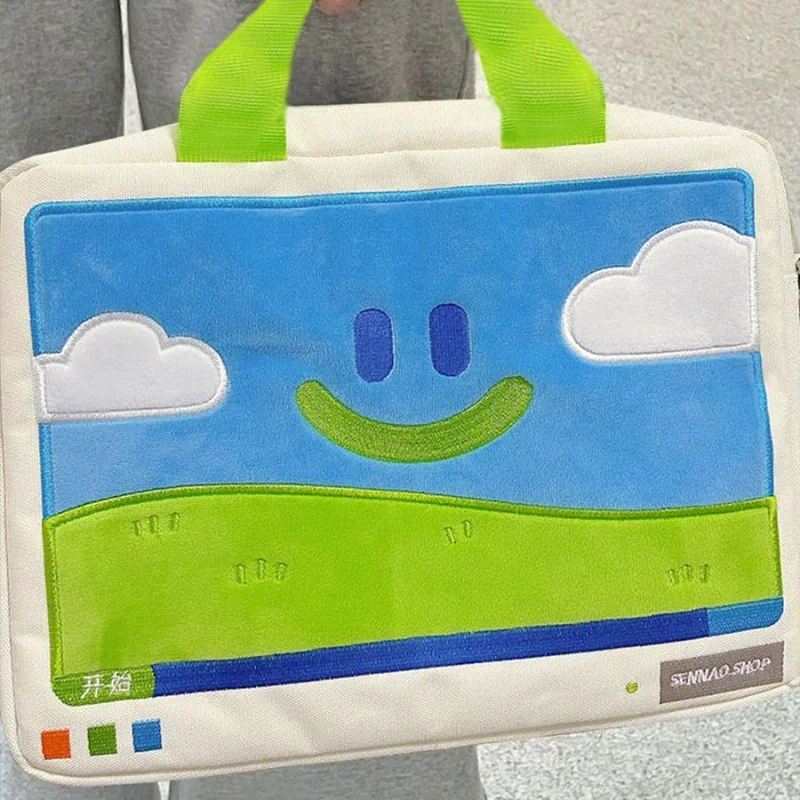 Ins Cartoon Laptop Bag com alça de manga, Bolsa de transporte, Pacote pendulares para trabalho e escola, Bolsa de transporte, MacBook, HP, Asus, Acer, Lenovo