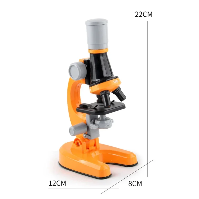 Kit de laboratório de microscópio biológico infantil LED 100X-400X-1200X brinquedo educacional escolar presente para crianças