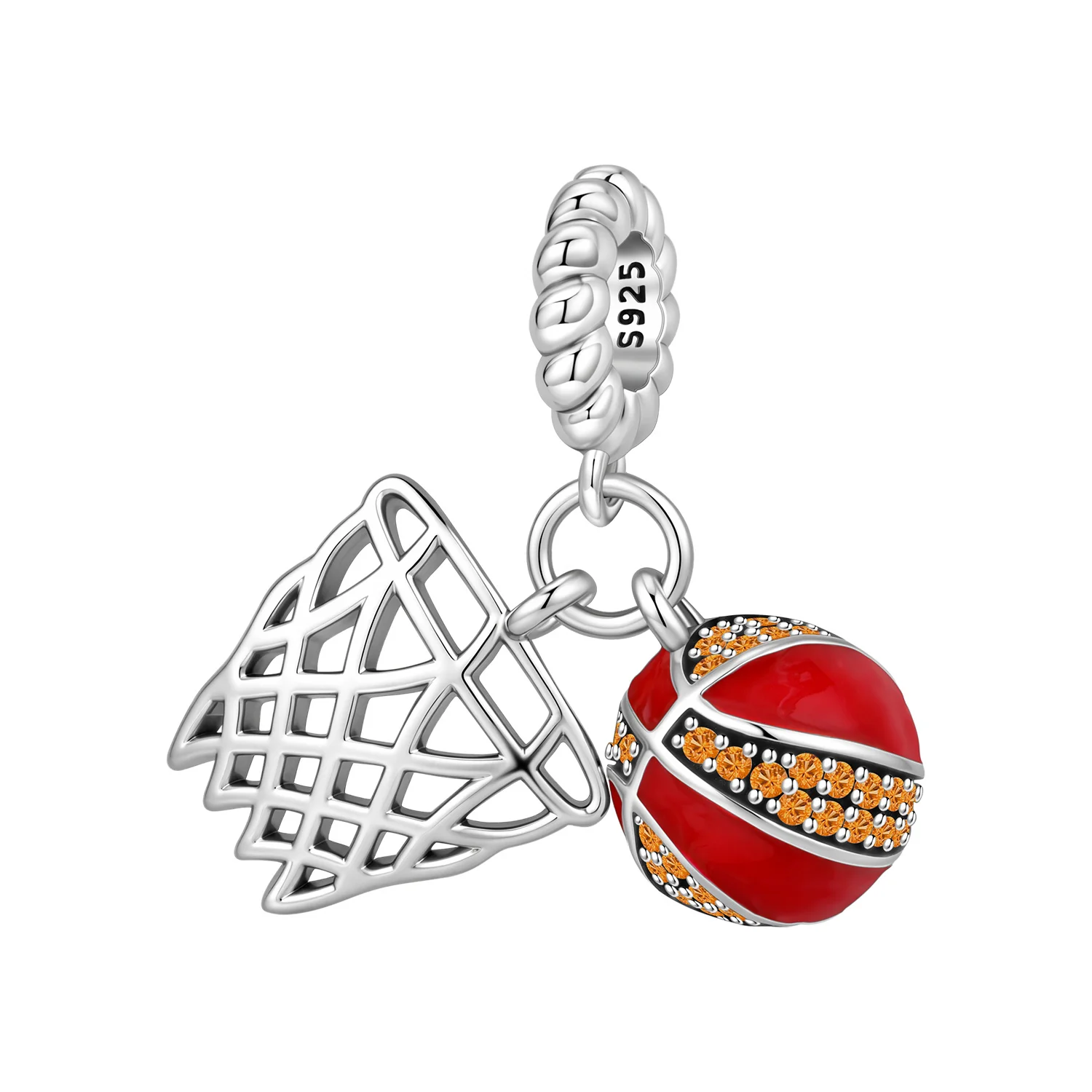 Orstarry 925 Sterling Silber Basketball-Sportperlen Original Anhänger Armband Halskette Charm Schmuck Party DIY Geschenke – Detail 6