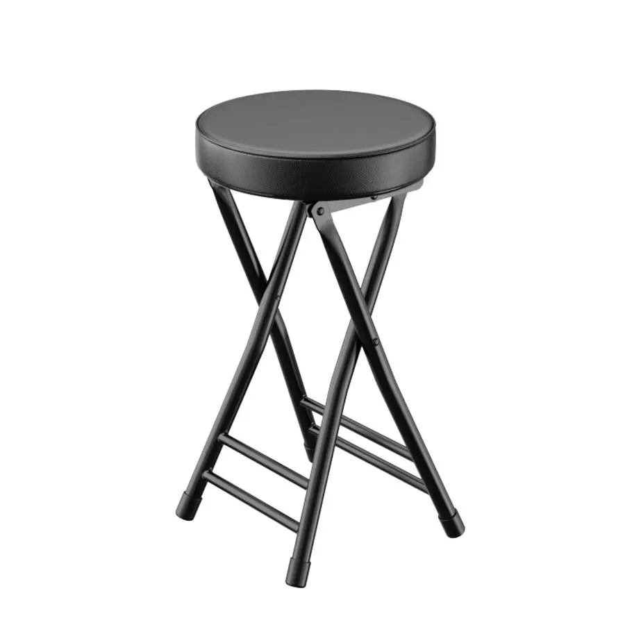 

Stool,Cushioned Padded Folding Bar Stool,24inch Black Height Heavy Duty Portable Chair Stool with 300lbs Capacity for Kitchen Li
