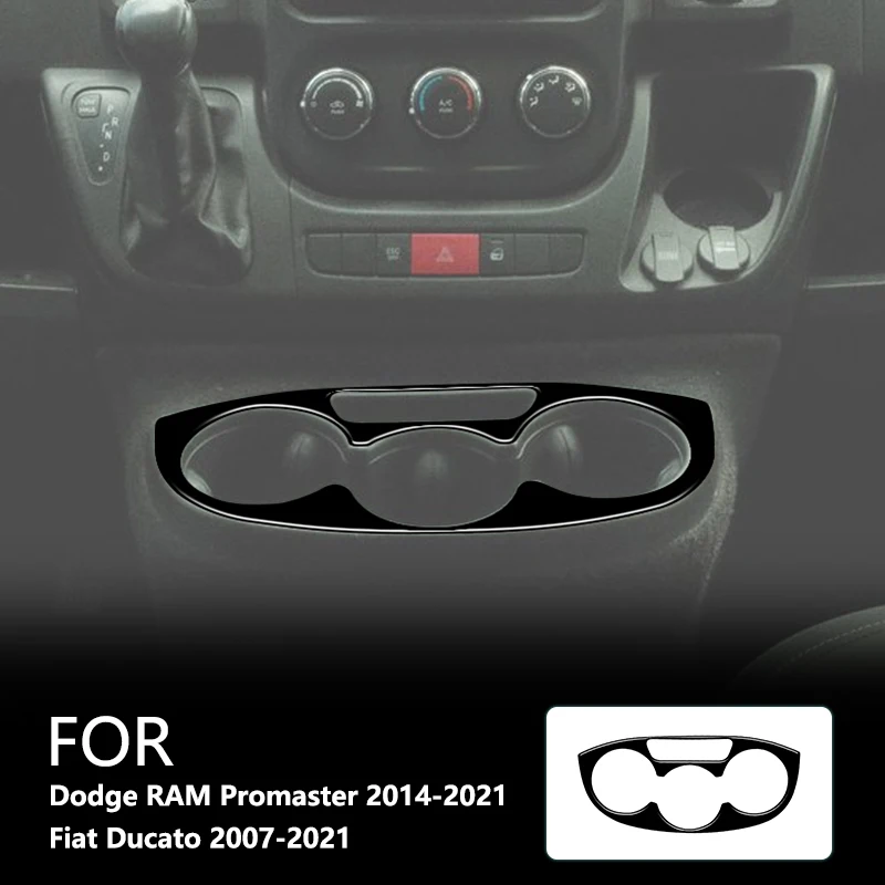 Center Water Cup Holder Panel Brand New ABS Gloss Black Stickers For Dodge RAM Promaster 14-21 Fiat Ducato 07-21 Car Accessories