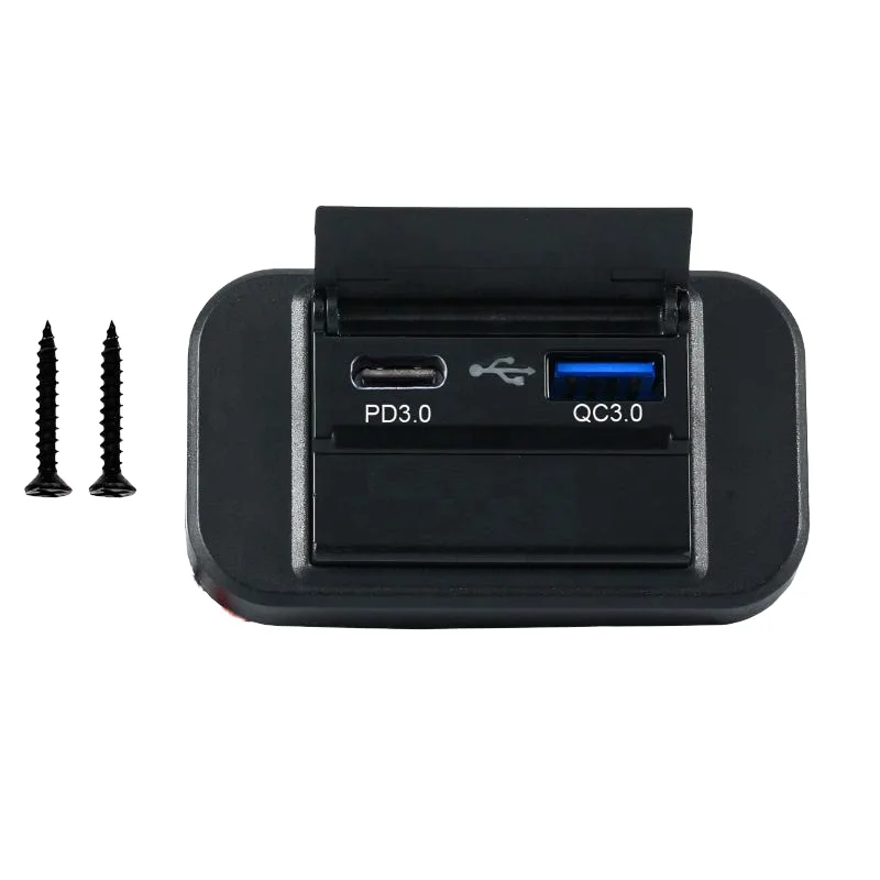 المزدوج USB ميناء 12 فولت سطح لوحة فلوش جبل شاحن سيارة فان المدرب المزدوج المقبس نوع C PD 30 واط QC 3.0 ON/OFF التبديل حافلة شاحن يو اس بي #3