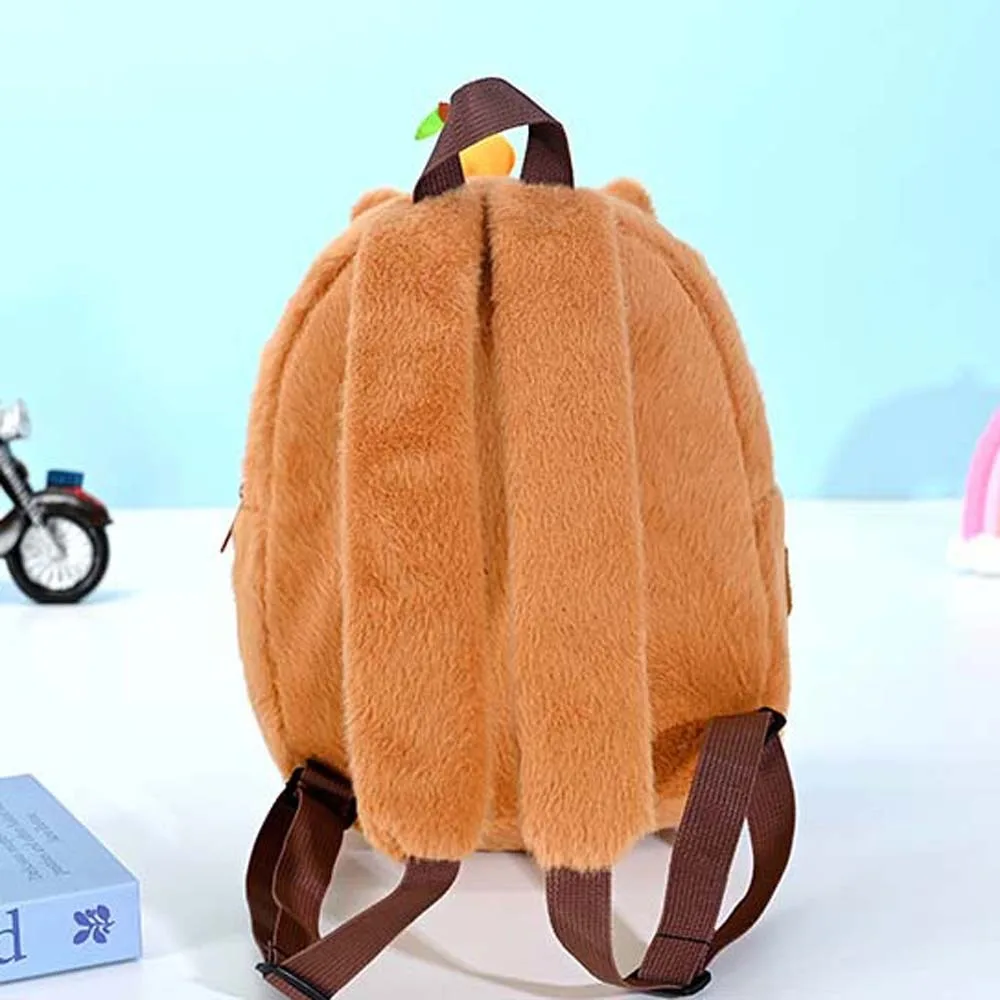 

Креативный утолщенный рюкзак с капибарой, полипропиленовый хлопок, рюкзак с вышивкой мультяшных животных, пушистый коричневый, школьная сумка большой вместимости для мальчиков