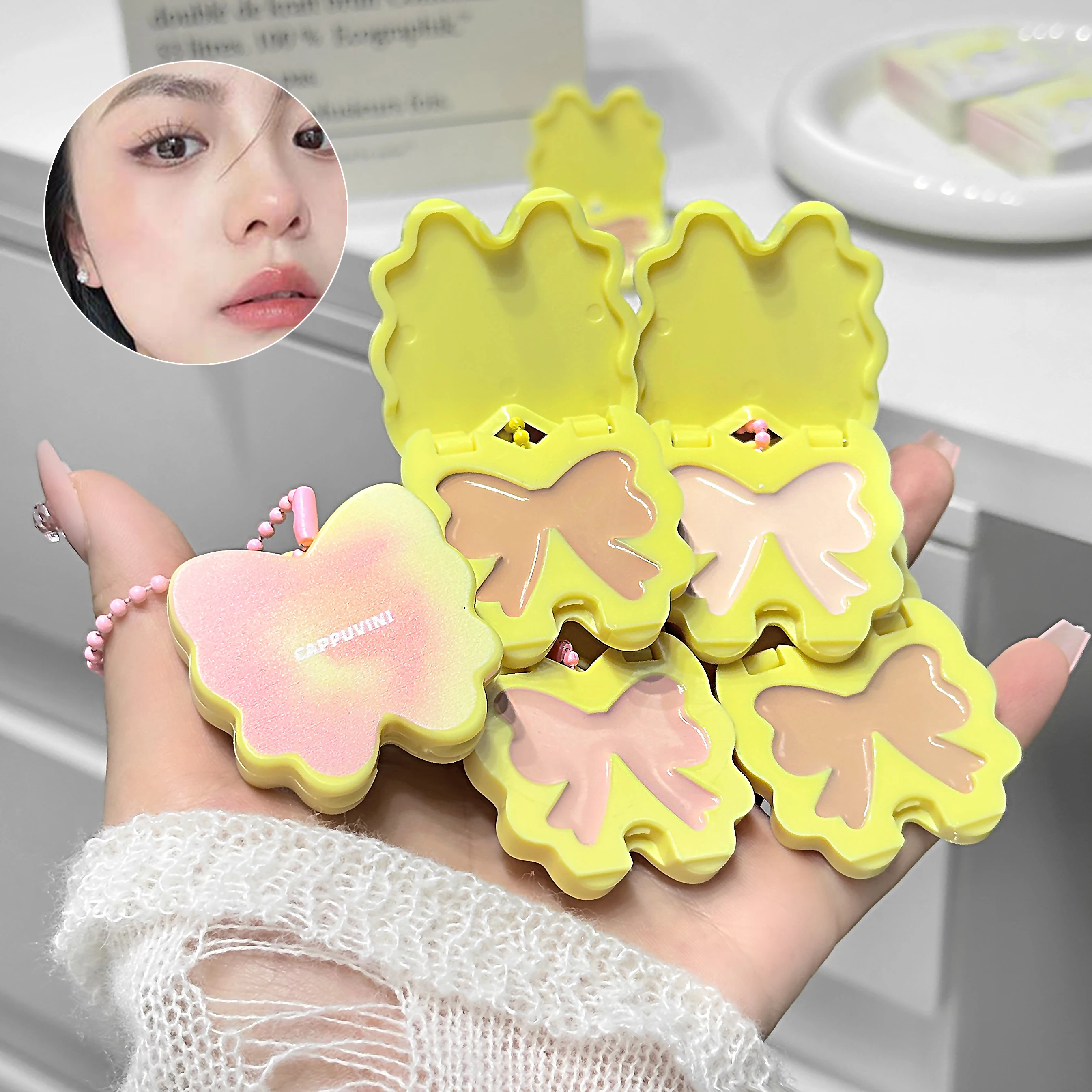 카푸비니 버터플라이 하이라이트 블러쉬 크림 모이스춰라이징 내추럴 매트 브라이트닝 페이셜 메이크업 다목적 크림