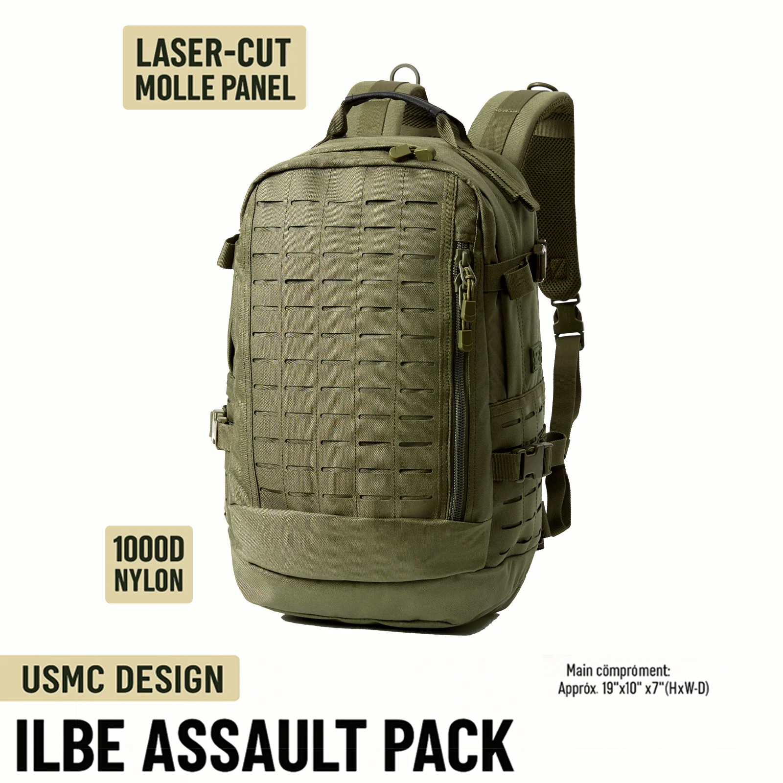 

Upgraded ILBE Main Pack with Laser-Cut MOLLE – Ranger Green/Multi-Terrain Camo/Marpat/ Foli| Tactical Military Rucksack