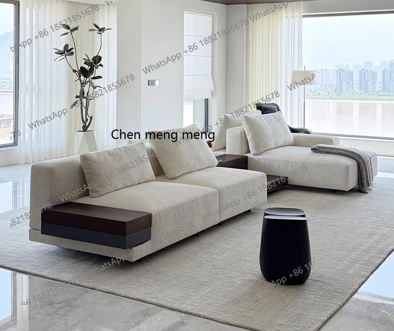 

Minimalist back-to-back double-sided high-end seating, cotton and linen horizontal hall island module combination, sofa