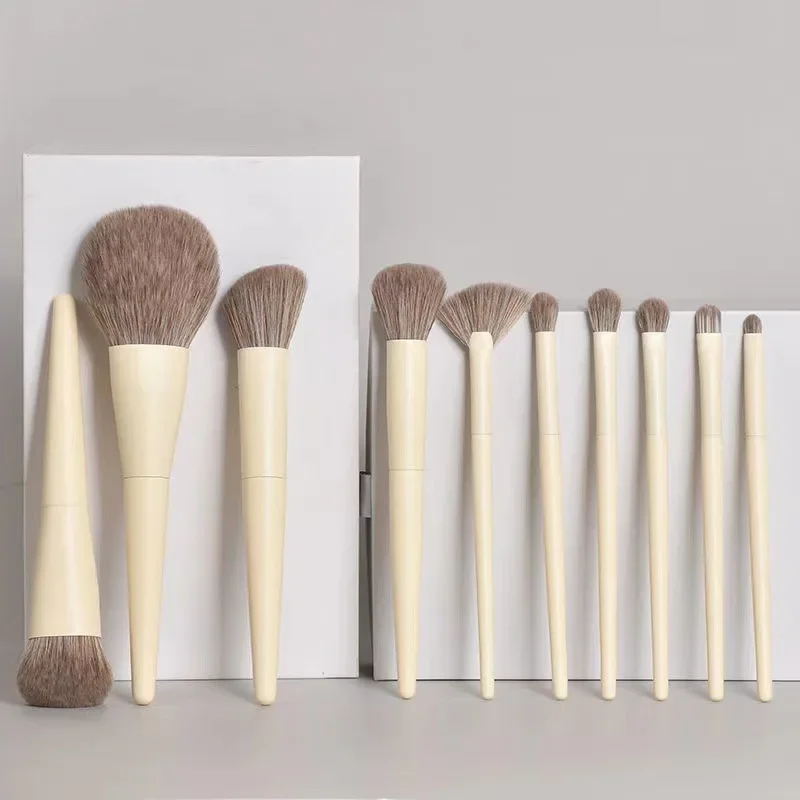 Soft Fluffy Maquiagem Brushes Set, cosméticos, Fundação, Blush, pó, sombra, Kabuki, mistura, ferramenta de beleza, 10pcs