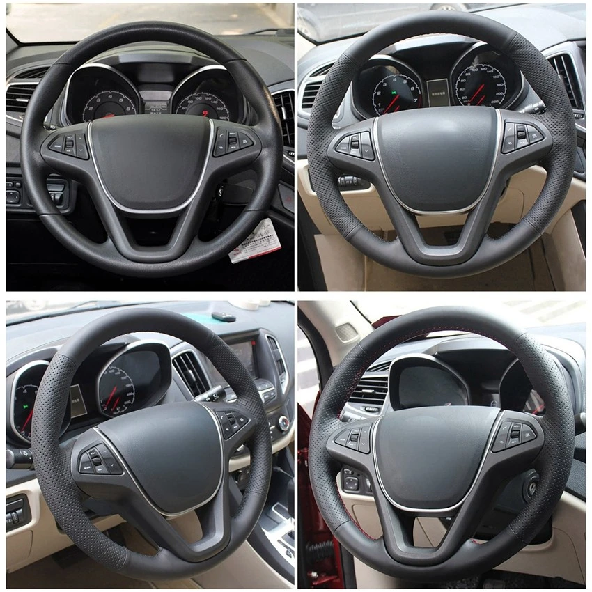 DIY Black Artificial Leather Car Steering Wheel Covers Case for Chery Tiggo 5 2013-2016
