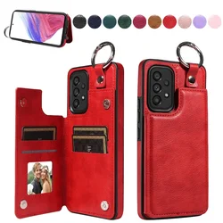 Wallet Anti Drop Lifting Ring Leather Cover For Samsung Galaxy A05s A13 A14 A15 A32 A34 A35 A52 A53 A54 A55 S24 Ultra S23 FE S22