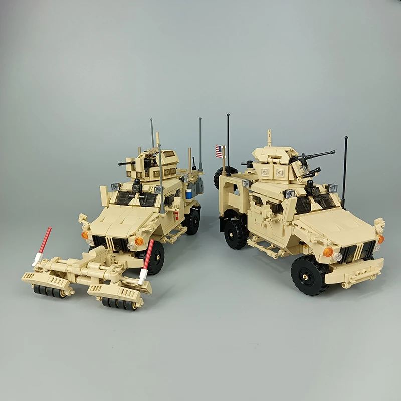 WW2 US Military Afghanistan War MRAP All-Terrain Vehicle MOC Building Block Off-road Combat Car Model Bricks Toy Children Gift