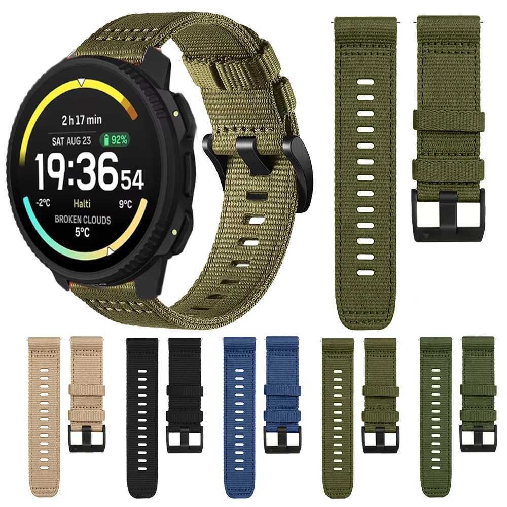 Rugged Nylon Braided Watchband 22mm For Suunto Vertical 2/Run 2/RACEs/Ocean/Nautic S Sport Strap For Suunto5 9 Peak Pro Bracelet