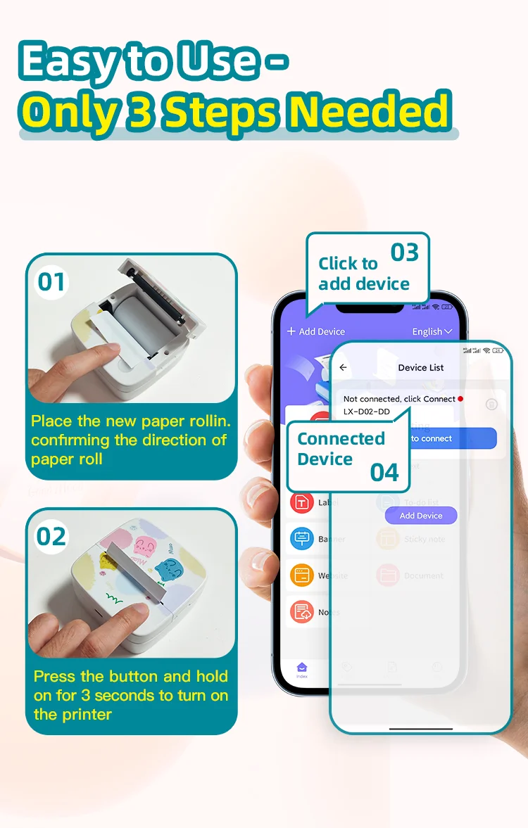 Dolewa D2 Etikettendrucker Tragbarer Drucker Thermopapierdrucker Etiketten-Aufkleberdrucker für Fotodruck – Detail 6