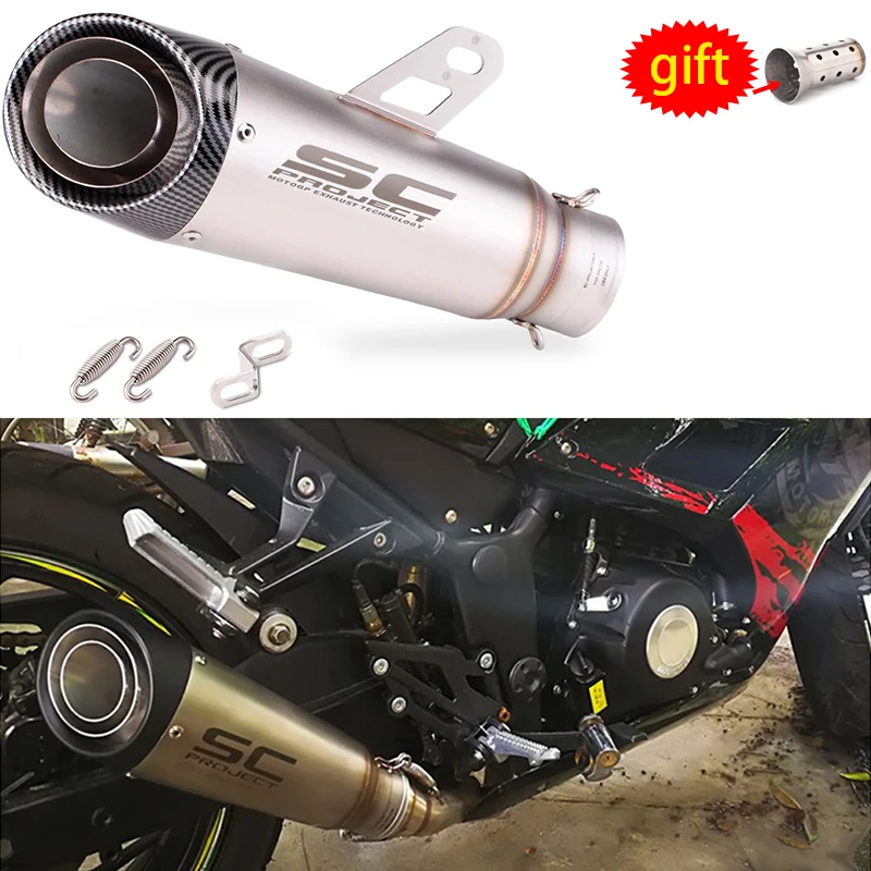 51mm tubo silenciador de escape da motocicleta z250 z300 z400 zx10 mt0709 r25 r3 r6 para kawasaki ninja honda yamaha 2/3 camadas