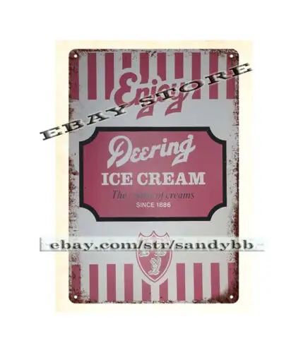 DEERING ICE CREAM PORTLAND, MAINE metal tin sign home kitchen plaques-Aluminum