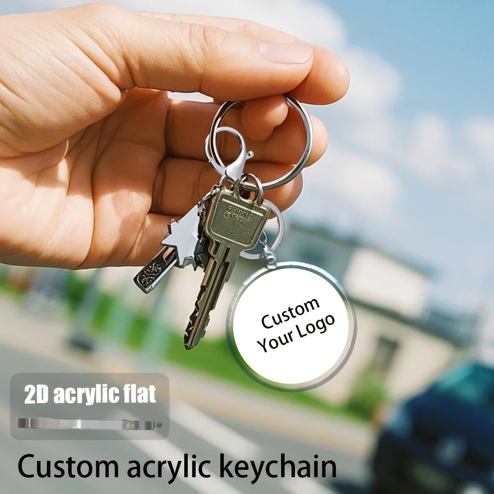 

30pcscustomized corporate logo shaped circle, transparent key chain pendant, multi-scene use backpack pendant, car key pendant,