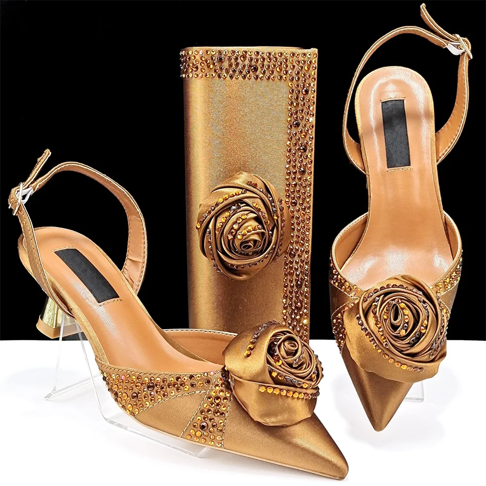 Latest African Women Shoes And Bag Matching Set Italian High Quality Slipper Pumps Shoes And Bag Set For Wedding Party