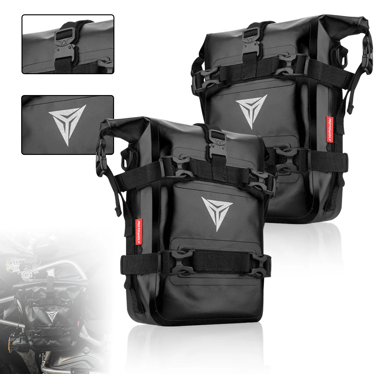 2PCS motorfiets bumpers tas waterdicht 5L-8L motorfiets zijframe tas motorfiets crash bar tas universeel gereedschap opbergtas