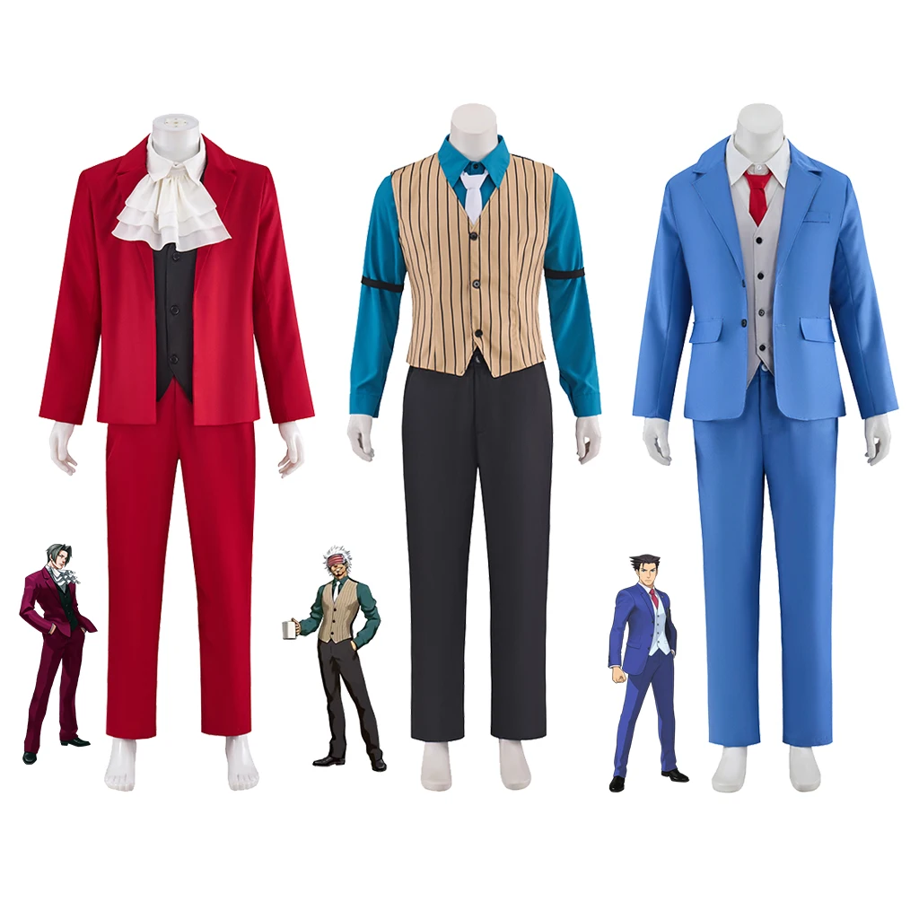 

Anime Ace Cos Attorney Gyakuten Saiban Godot Miles Edgeworth Phoenix Wrigh Cosplay Costume Outfits For Men Halloween Suit