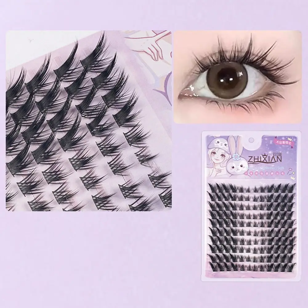 Avec bandes de colle gelée tournesol faux cils sans colle Extension de cils segmentés faux cils Anime Cosplay bricolage