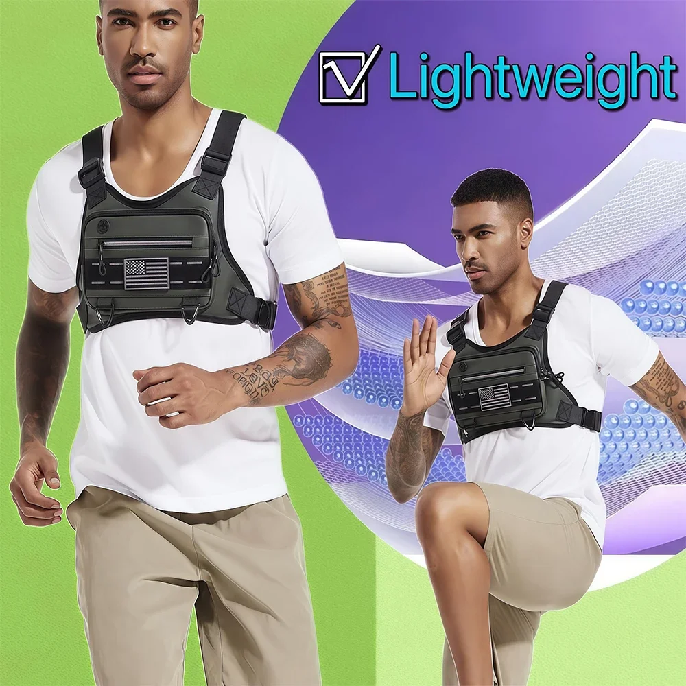 Sport-Brusttasche, Brustgurt-Laufweste, wasserabweisende leichte Laufwestentasche, für Männer und Frauen zum Radfahren, Wandern, Gehen, Klettern – Detail 10