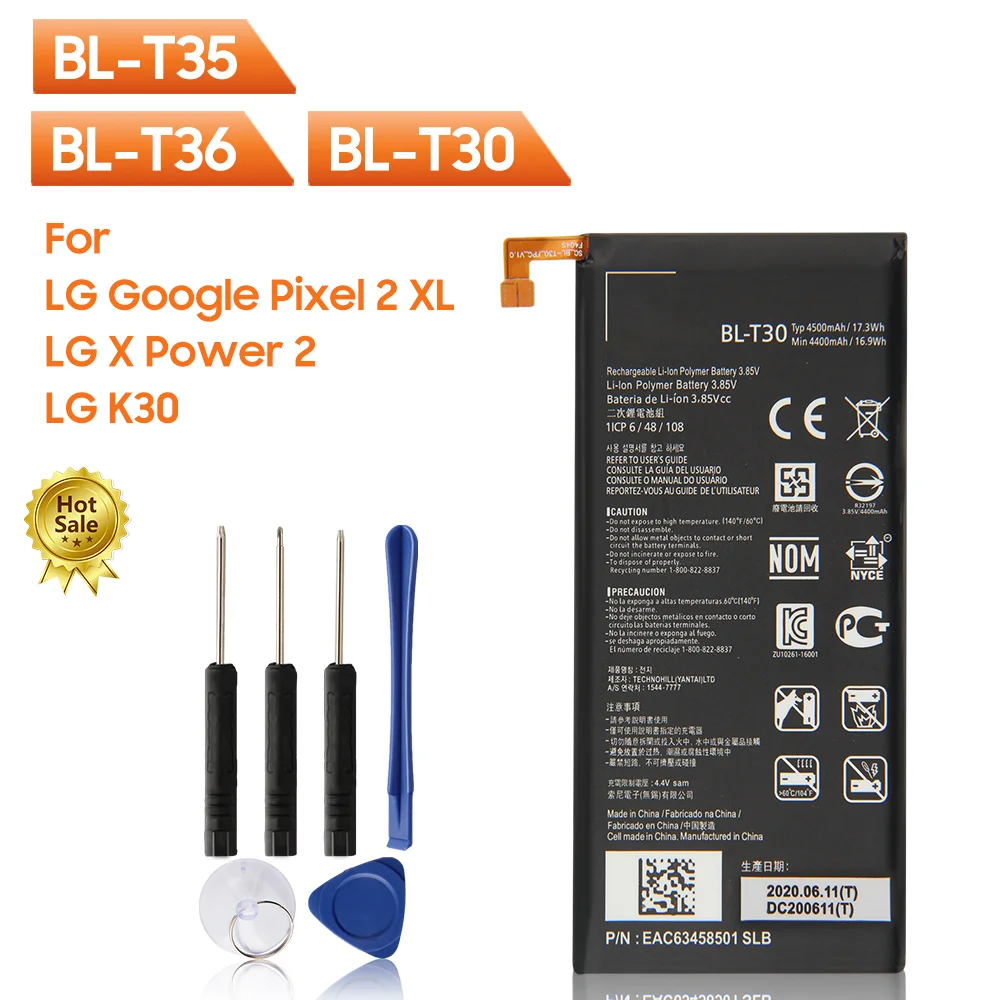 Original Replacement Phone Battery BL-T35 BL-T36 BL-T30 LG X Power 2 M320F K10 For Google Pixel 2 XL Pixel 3 Walleye K30 X410TK