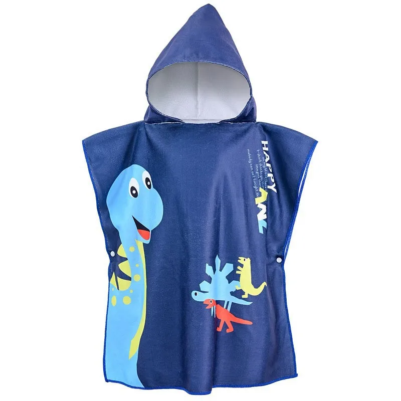 Children Cute Bath Cartoon Animals Frog Hooded Beach Towel Dinosaur Baby Bathrobe Soft Microfiber For Kids Toddlers Pool Poncho