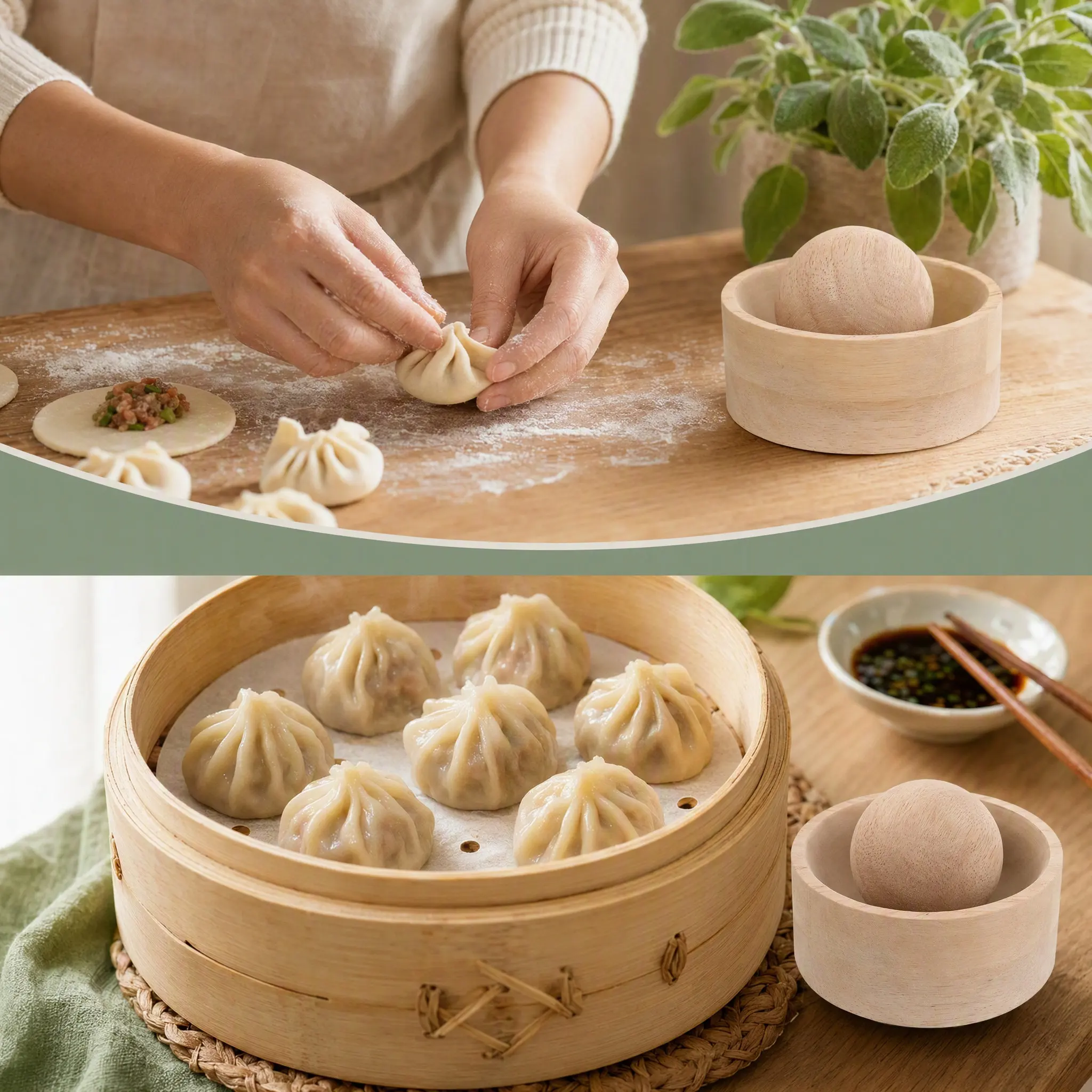 Wooden Dumpling Wrapper Press Tool Manual Dough Press for Homemade Dumplings Ravioli Wonton Pastry Skin Making Consistent Size