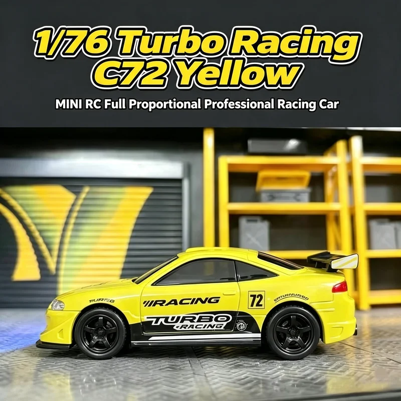 New Turbo Racing C72 26 Upgraded 1/76 Yellow Supermicro Remote Control Rear Drive Racing RC Electric Desktop Drift Car Model Toy