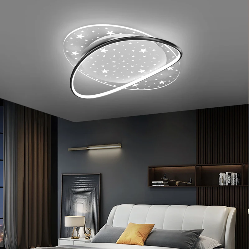 New Modern LED Ceiling Light Living Room Study Bedroom Black/Gold with Remote Control Home Decor Lighting Fixtures