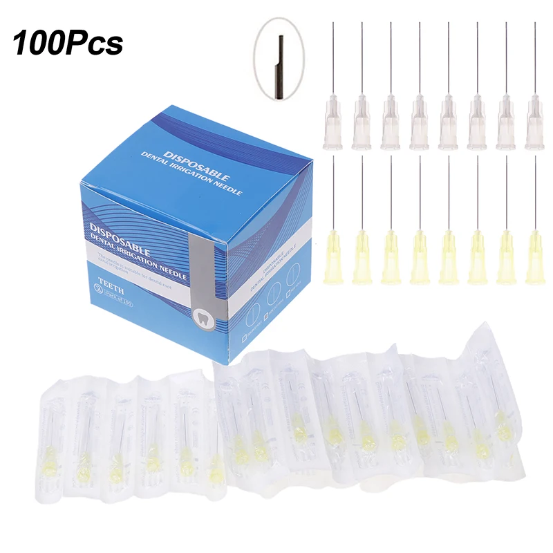 100pcs Dental For Endo Irrigation Needle Tip Dental Root Canal Lateral Rinsing Needles Side Incision