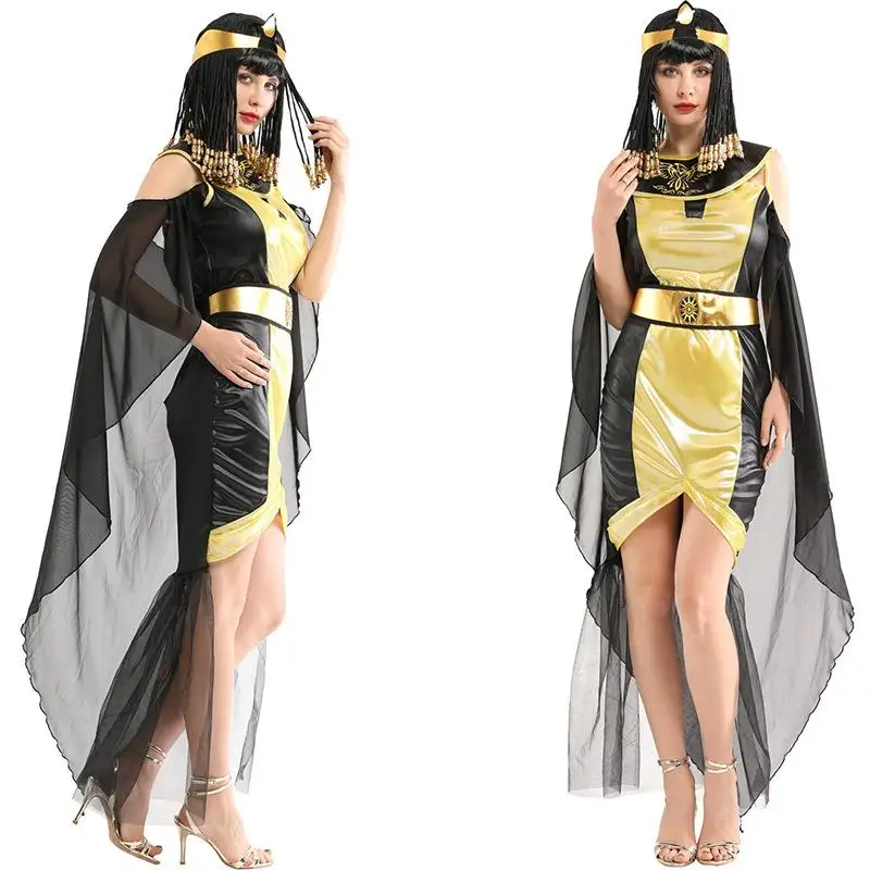 Adult Cosplay Halloween Costume Pharaoh Queen King Egyptian Goddess Women's Clothing Stage Performance Traditional Chinese Dress