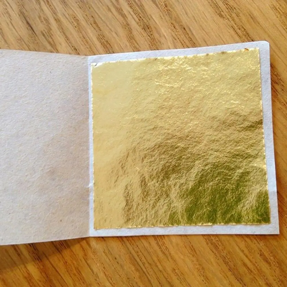 100 Pcs Sheets Pure 24K Gold Foil Leaf Anti-Aging Gilding For Food Decorations Handmade DIY Scrapbooking Craft Decoration