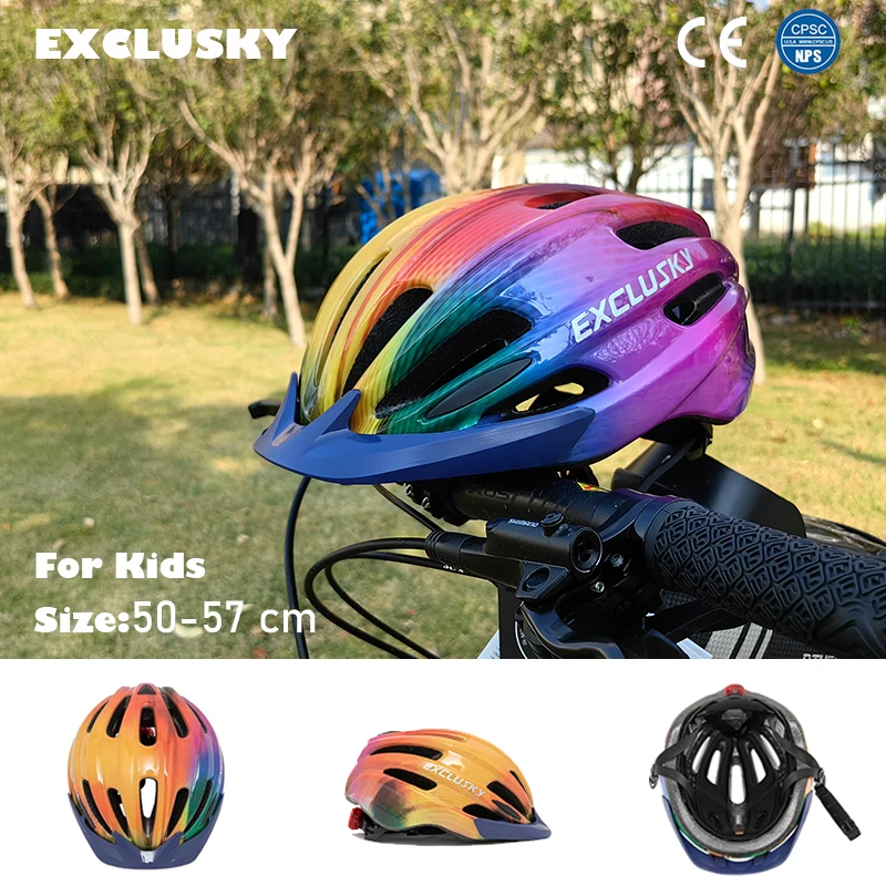 Exclusky Kids Bicycle LED Light  Helmet Outdoor Sports Helmets Skateboarding Roller Skating Rock Climbing Head Protection cap