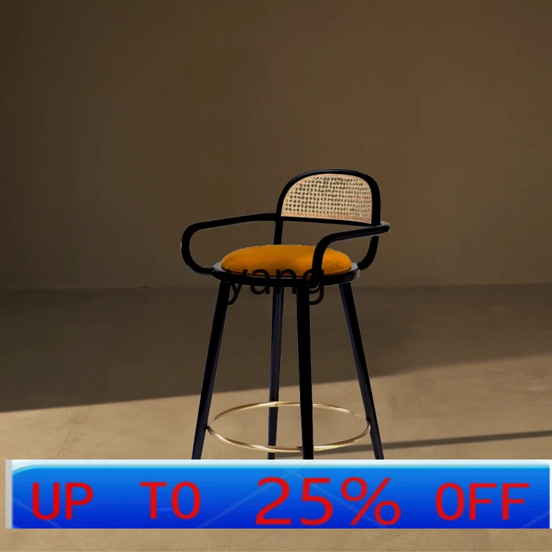 

LTT новый китайский барный стул, современный барный стул, стульчик для кормления из массива дерева с ротанговой спинкой