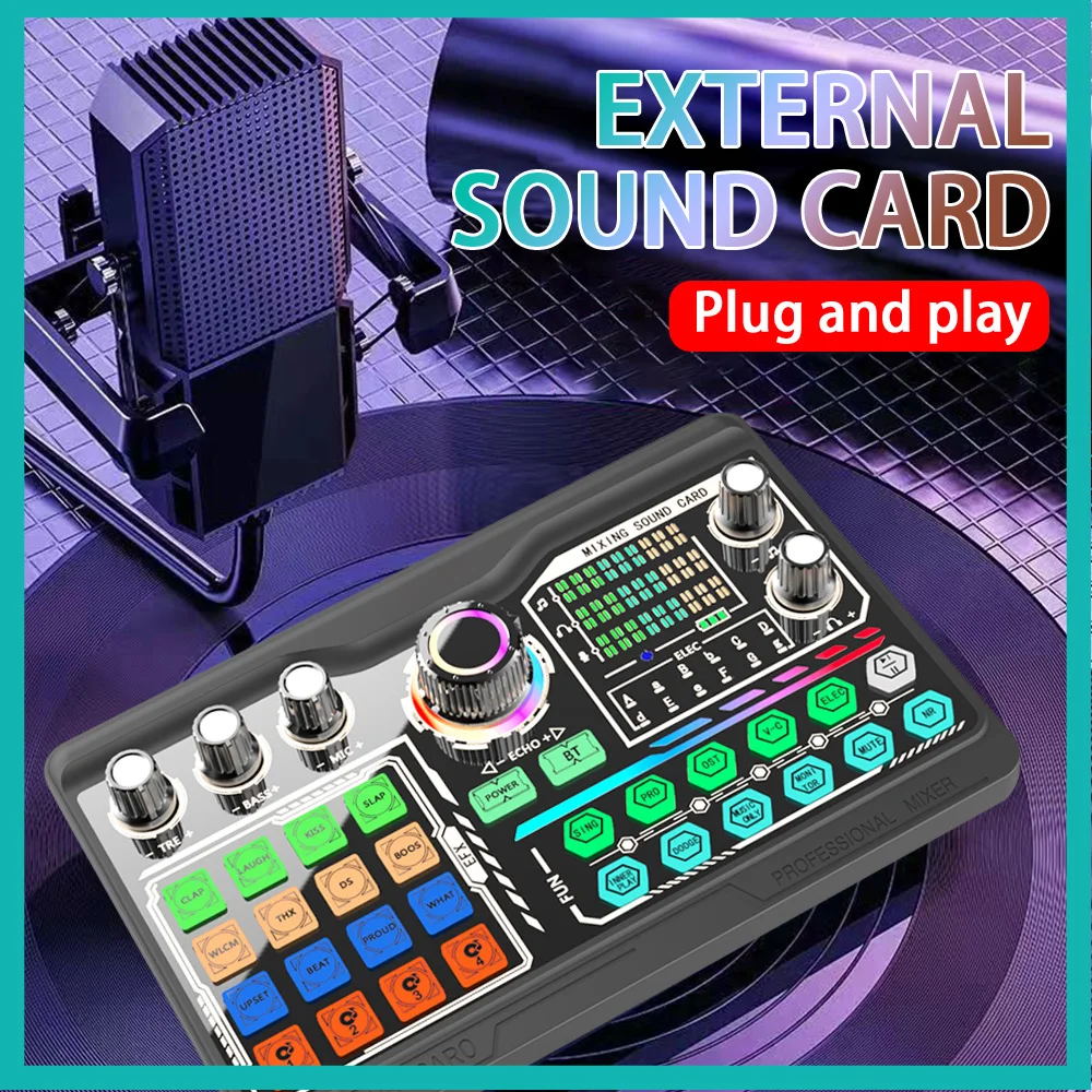 طقم بطاقة صوت احترافية لميكروفون البودكاست، بطاقة صوت عالية الدقة للكمبيوتر الشخصي والهواتف الذكية والكمبيوتر المحمول وتسجيل مدونة الفيديو والبث المباشر