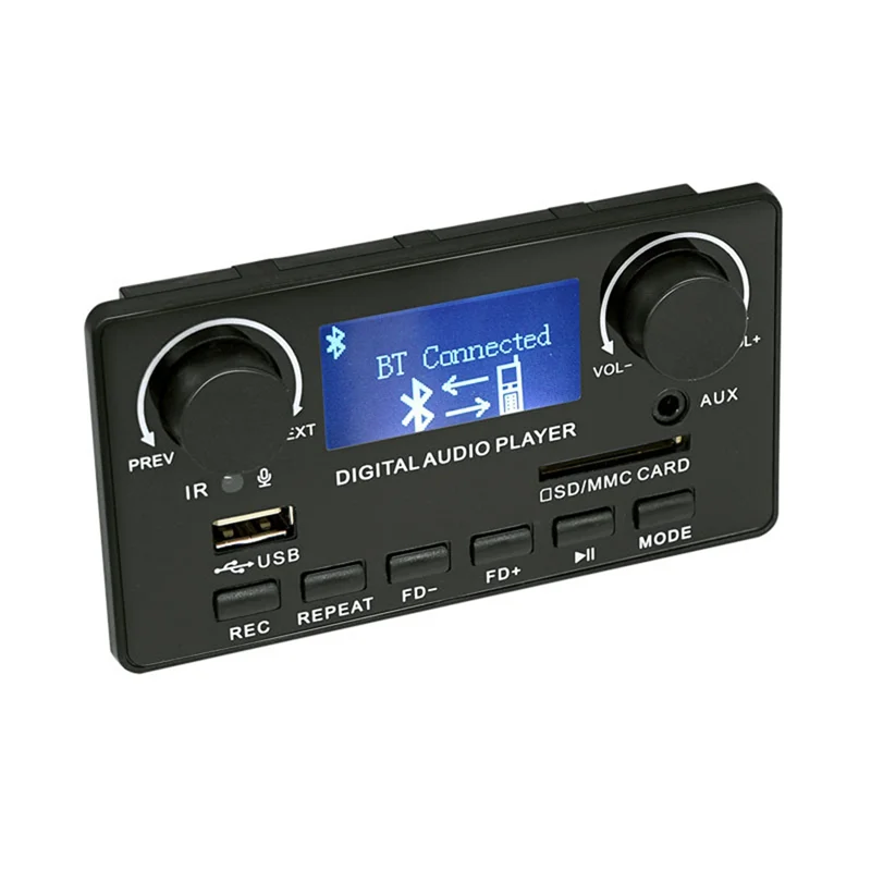 Excellent-LCD Display Bluetooth 5.0 MP3 Decoder Board Support Handsfree Recording FM DC 12V MP3 WMA WAV APE FLAC Audio Player