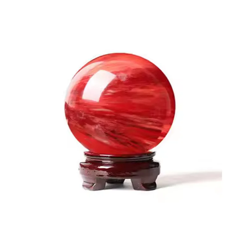 130mm Asia red quartz ball high quality feng shui home decoration ball preferred
