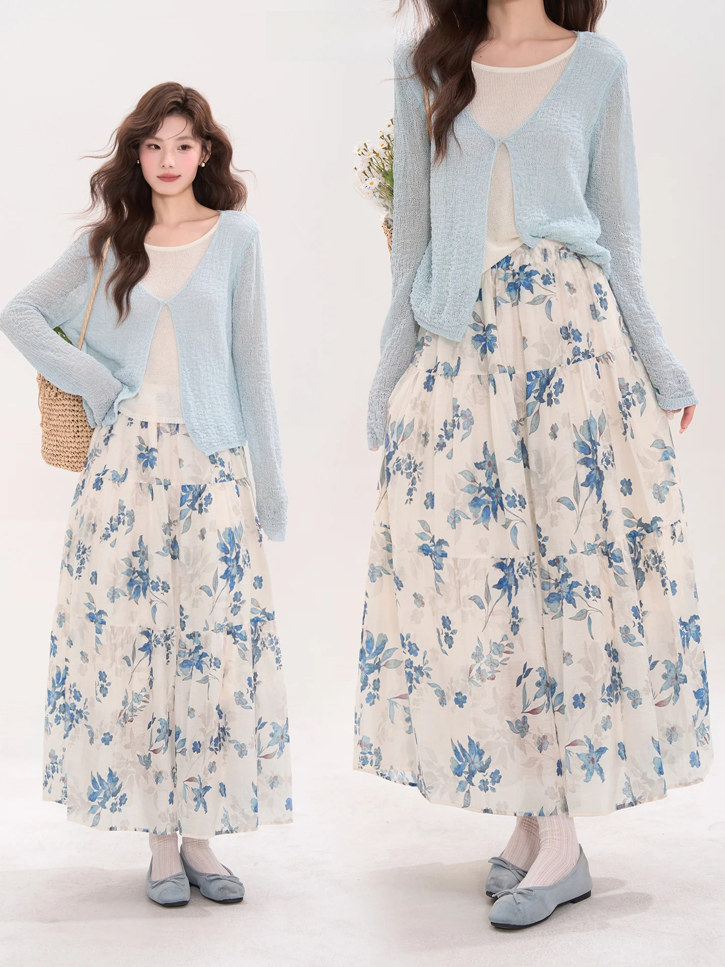 

Винтажная льняная юбка Heme Window Garden с цветочным принтом, женская юбка миди А-силуэта с высокой талией, весенне-летняя модная коллекция